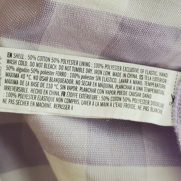 English Factory Gingham Tiered Puff Sleeve Midi Dress Lilac Lined - Picture 6 of 8